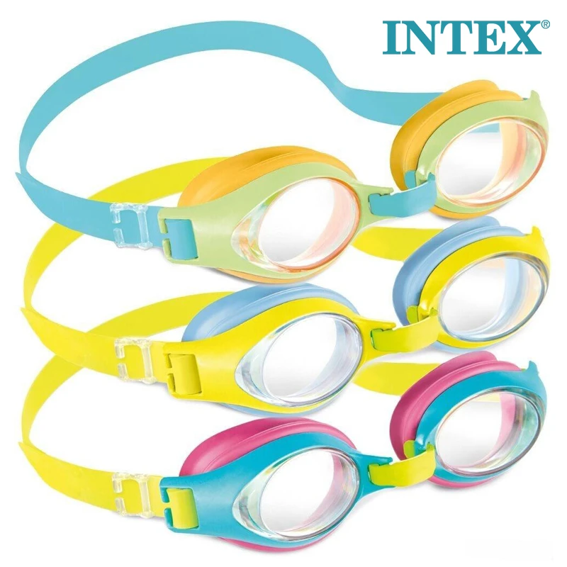 INTEX Aqua Flow Kids Junior Swimming Goggles , Soft Silicone Seal , 85% UV protection , Adjustable Strap For Age 3-8 Years (55611